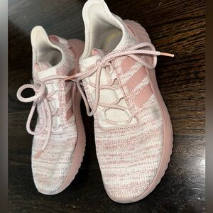 ADIDAS Women's Pink and White Trainers Size: 8 1/2